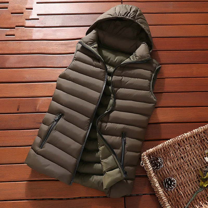 Мужская зимняя куртка без рукавов мужская пуховая жилетка теплая Толстая с