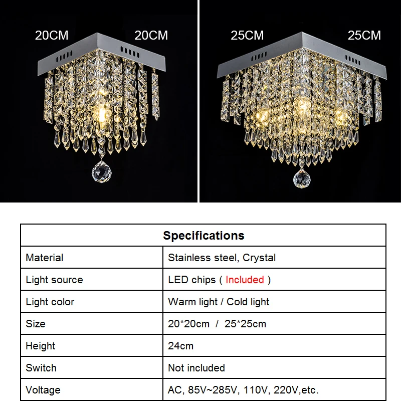 

Crystal Led Chandelier Lighting Modern Chandelier Crystal Lamp Bedroom Living Room Light Kitchen Dining Room Corridor 10W 20W AC