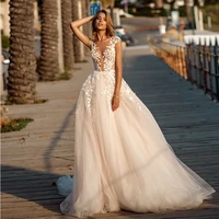 verngo a line wedding dress 2020 lace appliques flower wedding gowns backless bride dress vestidos de novia ivorywhite dress