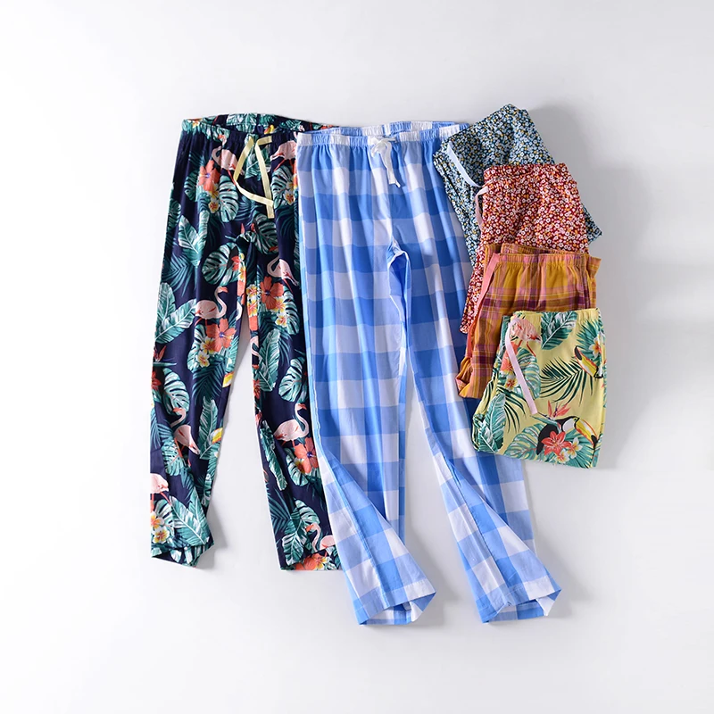 Пижама для женщин хлопковые брюки тканые длинные штаны сна|Штаны сна| |