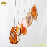 orange color natural agates stone slab slice beads wind chimes hanging ornament for home window healing jewelrygift for her