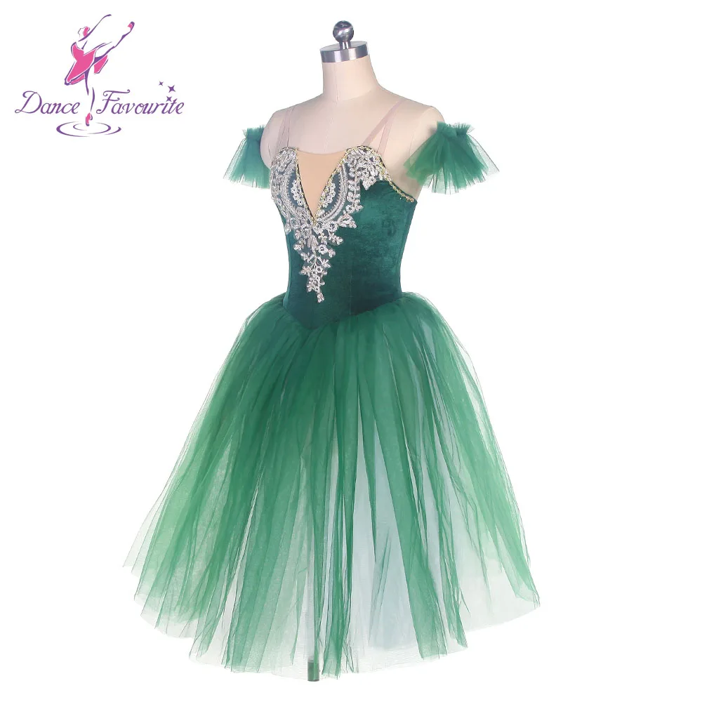 Улюбимые танцевальные костюмы для танцев 21318 балетный костюм с зеленым бархатным