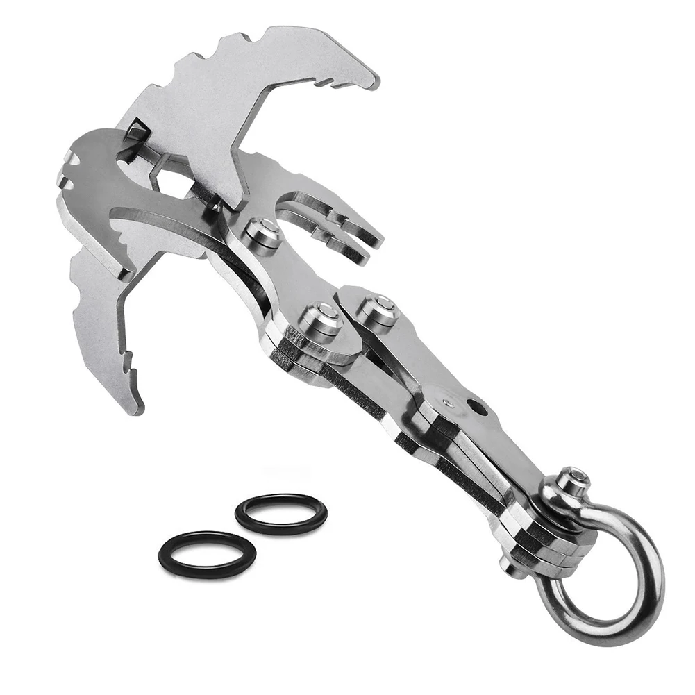 

Multifunctional Foldable Equipment Claw Tool Hiking Stainless Steel Survival Carabiner Grappling Hook 2-in-1 Strong Gravity Hook