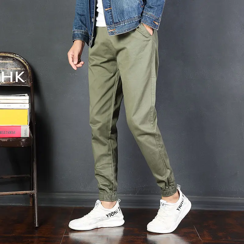 

Men's casual pants nine-point pants men's cotton Korean version of loose feet harem pants overalls trousers for boys