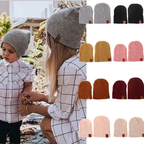 

Family Dad Mom Baby Hats Women Man Baby Boys Girls Beanie Kint Winter Warm Hats Fashion Soft Cap Kids Toddle Caps