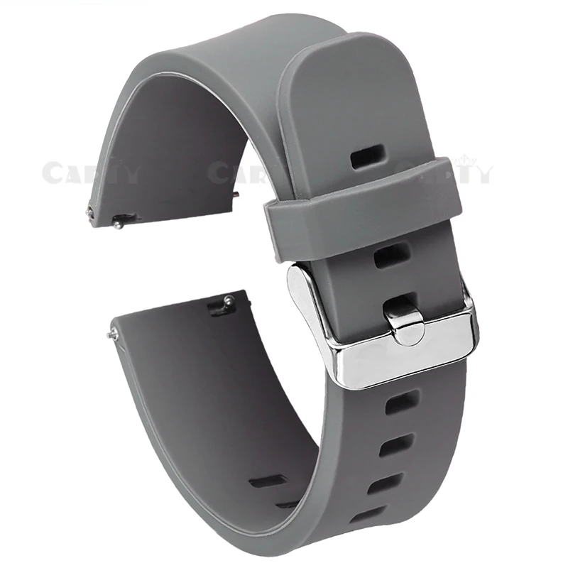 Grey silver buckle Carty силиконовые браслеты для часов быстросъемные ремешки для часов 20 мм 22 мм Мужские и женские мягкие резиновые черные или серебряные пряжки безопасные кольца Хранитель - Цвет ремешка: Grey silver buckle