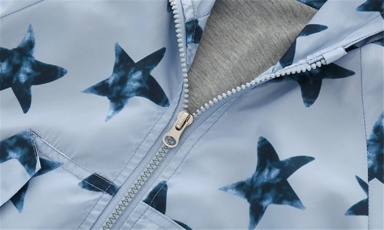 

Mudkingdom Boy Jacket Stars Panda Stripe Printing Zipper Outerwear for Boys Hooded Windbreaker Coats Kids Clothes Spring Autumn