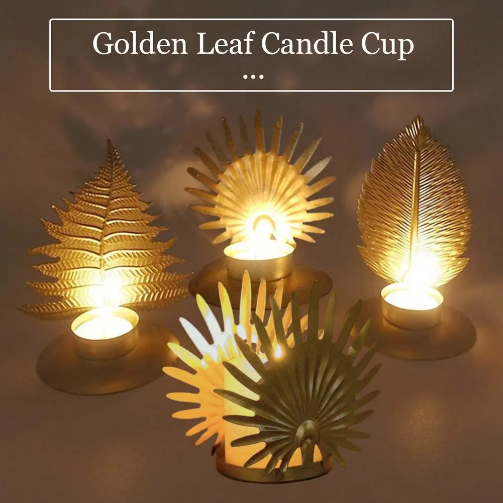 

Gold Leaf Candle Holder Nordic Wrought Iron Living Room Tabletop Ornament Candle Base Desktop Decoration Crafts Gold Candlestick