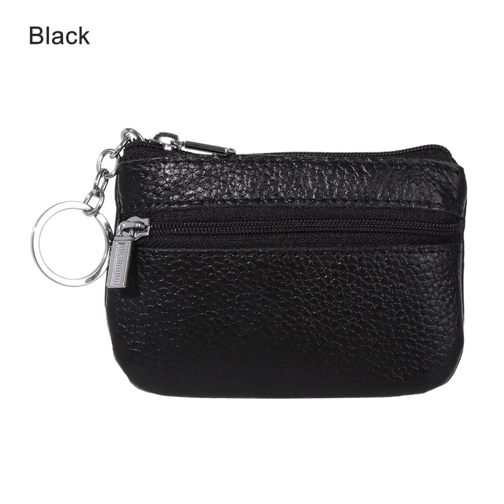 black Кожаный кошелек для монет, женский маленький кошелек, кошелек для мелочи, мини-кошелек на молнии, сумки для денег, детские карманные кошельки, держатель для ключей, Carteira - Цвет: black