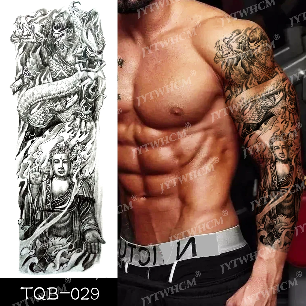 Тату наклейка с большими рукавами для мужчин и женщин временная водостойкая тату