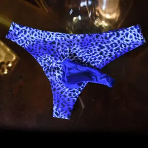 Пикантные блестящие леопардовые U-образные Выпуклые Трусики стринги Прозрачные бесшовные стринги кольцо на пенис пикантные трусики карамельных цветов Низкая посадка одежда для геев D