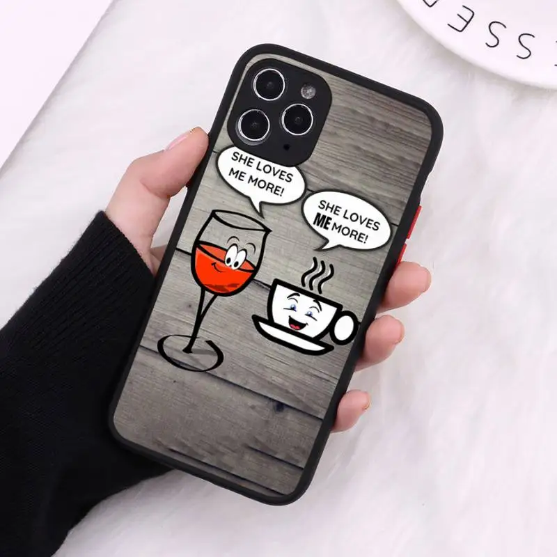 

Coffee red Wine Cup art design cartoon Phone Case Matte Transparent iPhone 7 8 11 12 s mini pro X XS XR MAX Plus cover funda