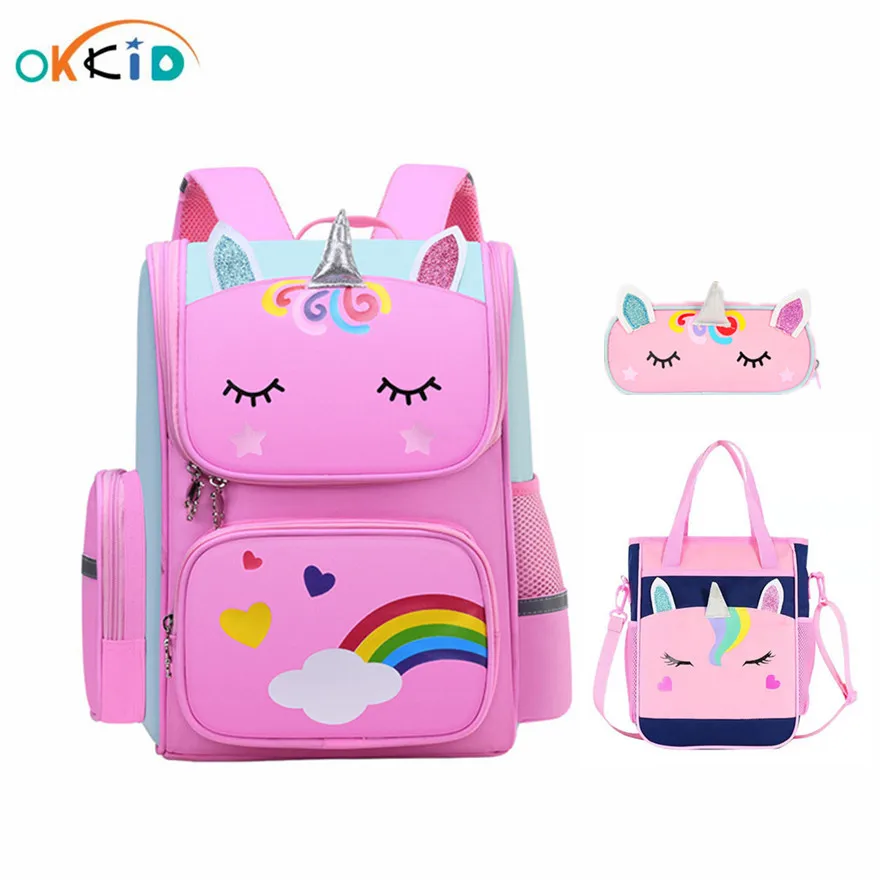 OKKID школьные сумки для девочек от 6 до 12 лет Детские сумочки милый 3D школьный