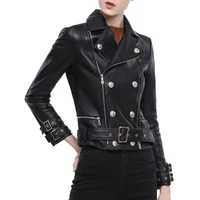 Coats High-Quality 100% Woman Sheepskin Leather Jackets Motorcycle Leather Clothing Female Real Sheepskin Leather Special Sale