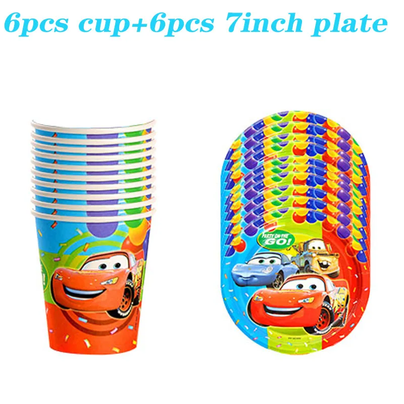 

Disney Lightning McQueen Car Theme Disposable Tableware Supplies Children Birthday Party Decoration Paper Cup Plate Baby Shower