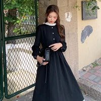 winter 2021 new large size womens dresses are popular with thin black skirts long skirts ins super fire button dresses