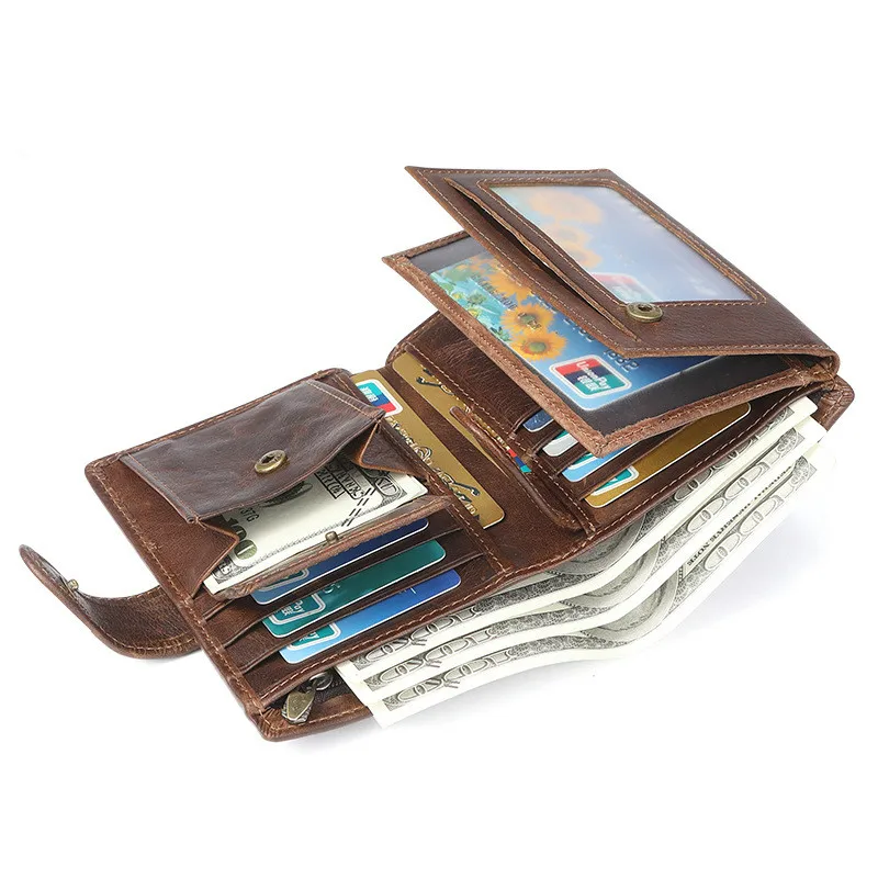

Men's wallet rfid multi-card casual retro leather wallet large-capacity clutch bag coin purse first layer cowhide short wallet