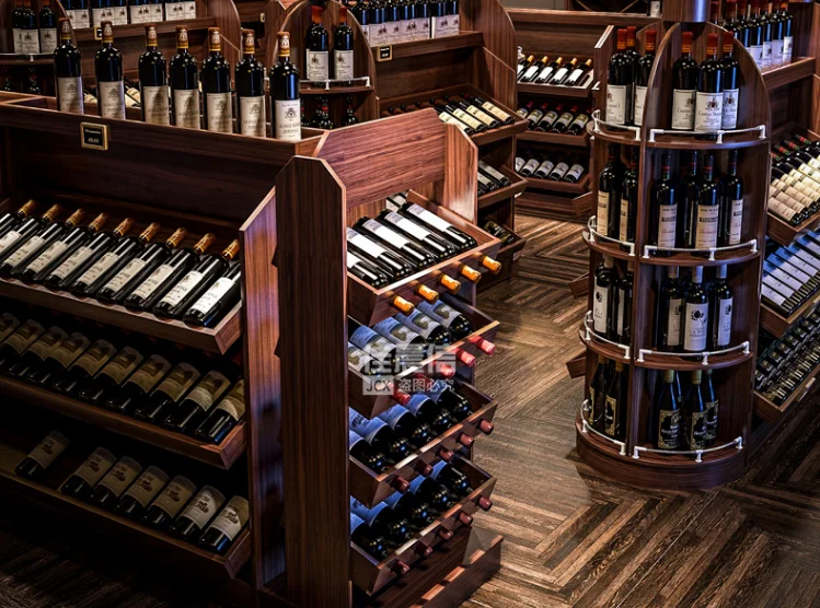 

Red wine cabinet display cabinet winery cellar high grade red wine display supermarket convenience store shelf wood