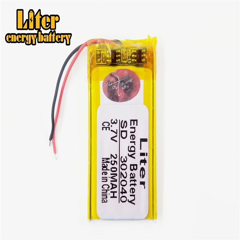 3 7 V 250mAh 302040 литий-полимерный литий-ионный аккумулятор для Mp3 MP4 MP5 GPS PSP mobile bluetooth |