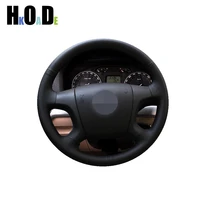 hand stitch black car steering wheels cover for old skoda octavia 2005 2006 2007 2008 2009 fabia 2005 2006 2007 2008 2009 2010