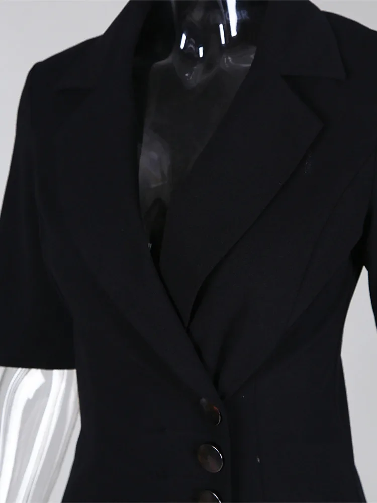 Однобортное Повседневное платье с оборками Осеннее женское элегантное офисное