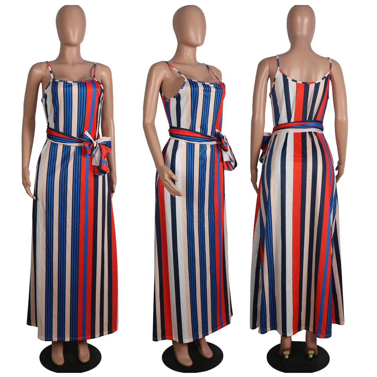 2020 Women Summer Long Maxi Dress Sexy Sleeveless Striped Print Party Night Club Bandage Female Lady Beach Dresses Vestido GL042 | Женская
