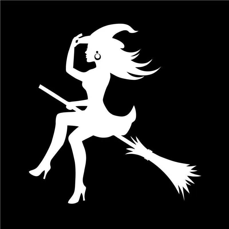 

JDM Cartoon Sticker Witch Sexy Whitch on A Broomstick Figure Rear Windshield Window Trunk Bumper Car Decoration KK12*12cm