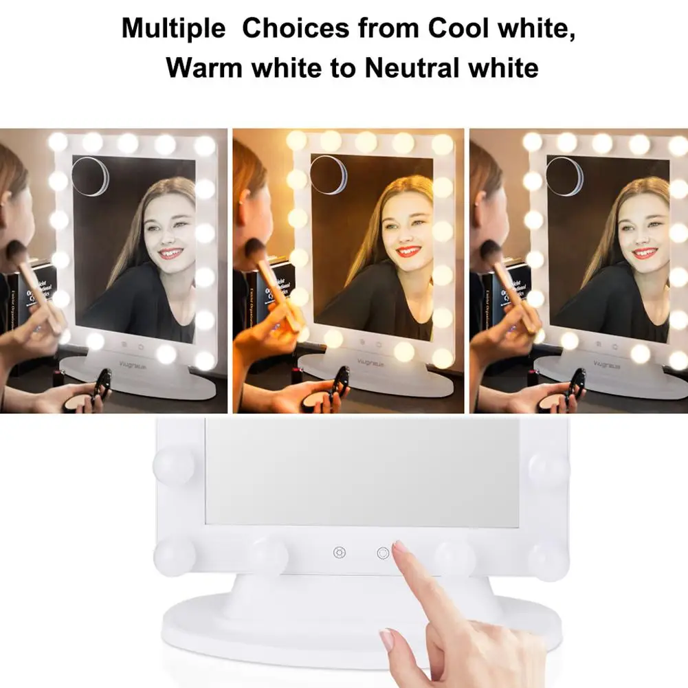 3 Modes Colors Makeup mirror 10X enlarge Touch Control LED Fill light beauty mirror Make up  Portable House mirror