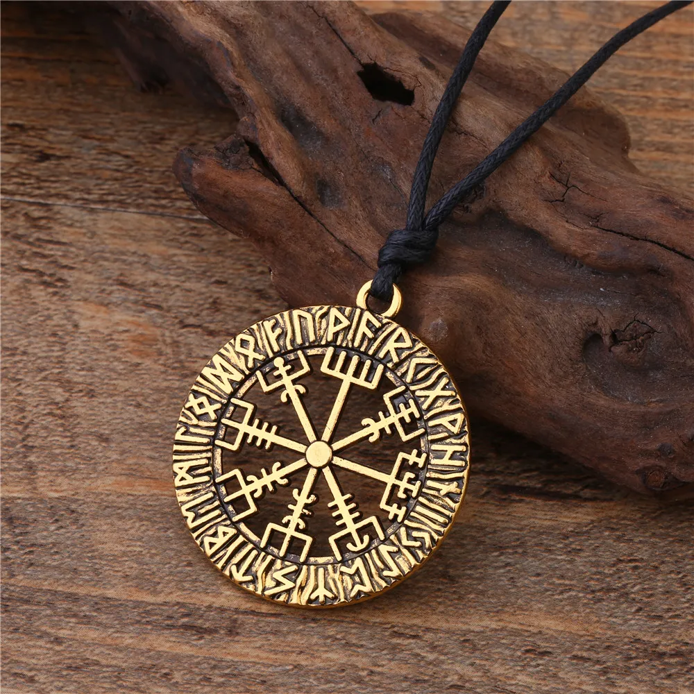 Ожерелье с подвеской LIKGREAT Runes Compass Viking Vegvisir старинное винтажное открытое круглое