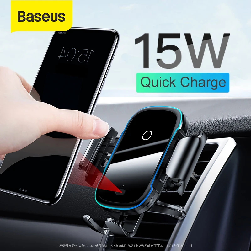 

Baseus 15W Qi Car Wireless Charger Car Phone Vehicle Holder Electric Holder Wireless Quick Charger For iPhone X XS 8 Samsung S9