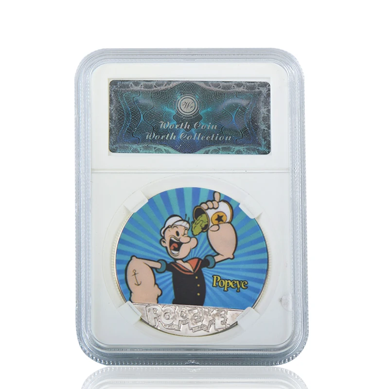 coin with case 8 WR Popeye Посеребренная металлическая копия монет мультяшный персонаж копия монеты коллекционные вещи Россия Подарки на день рождения сувениры - Цвет: coin with case 8