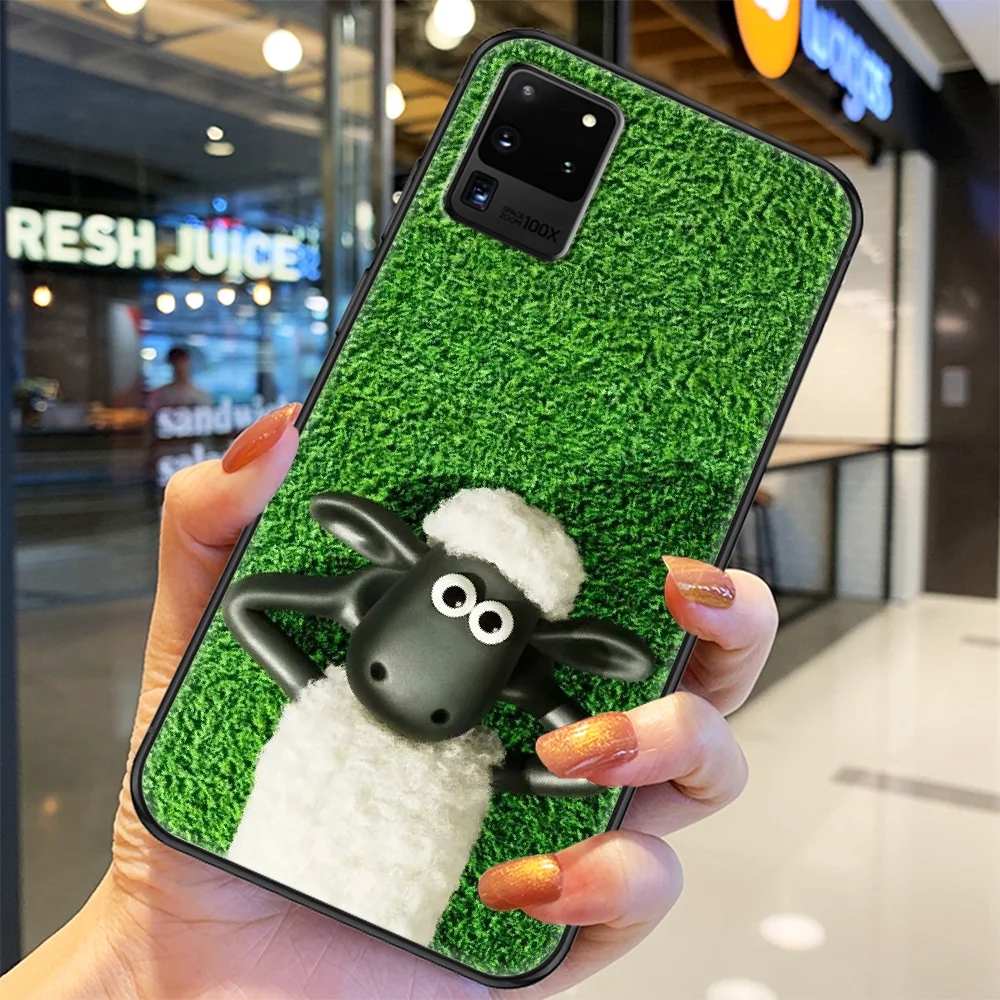 

Shaun Cute Sheeps Phone case For Samsung Galaxy Note 4 8 9 10 20 S8 S9 S10 S10E S20 Plus UITRA Ultra black soft Etui luxury