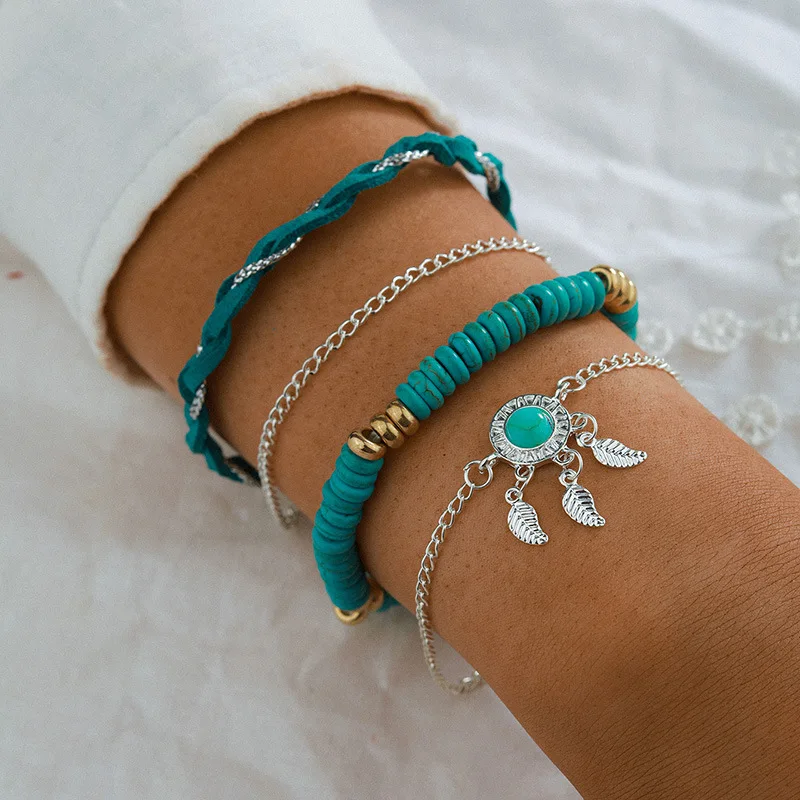 

Bohemian 3pc Bracelet Set Handmade Woven Strings Ethnic Charm bracelet for women.