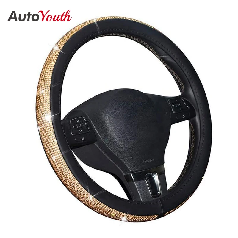AUTOYOUTH Bling крышка рулевого колеса из PU искусственного материала (PU) с украшением в