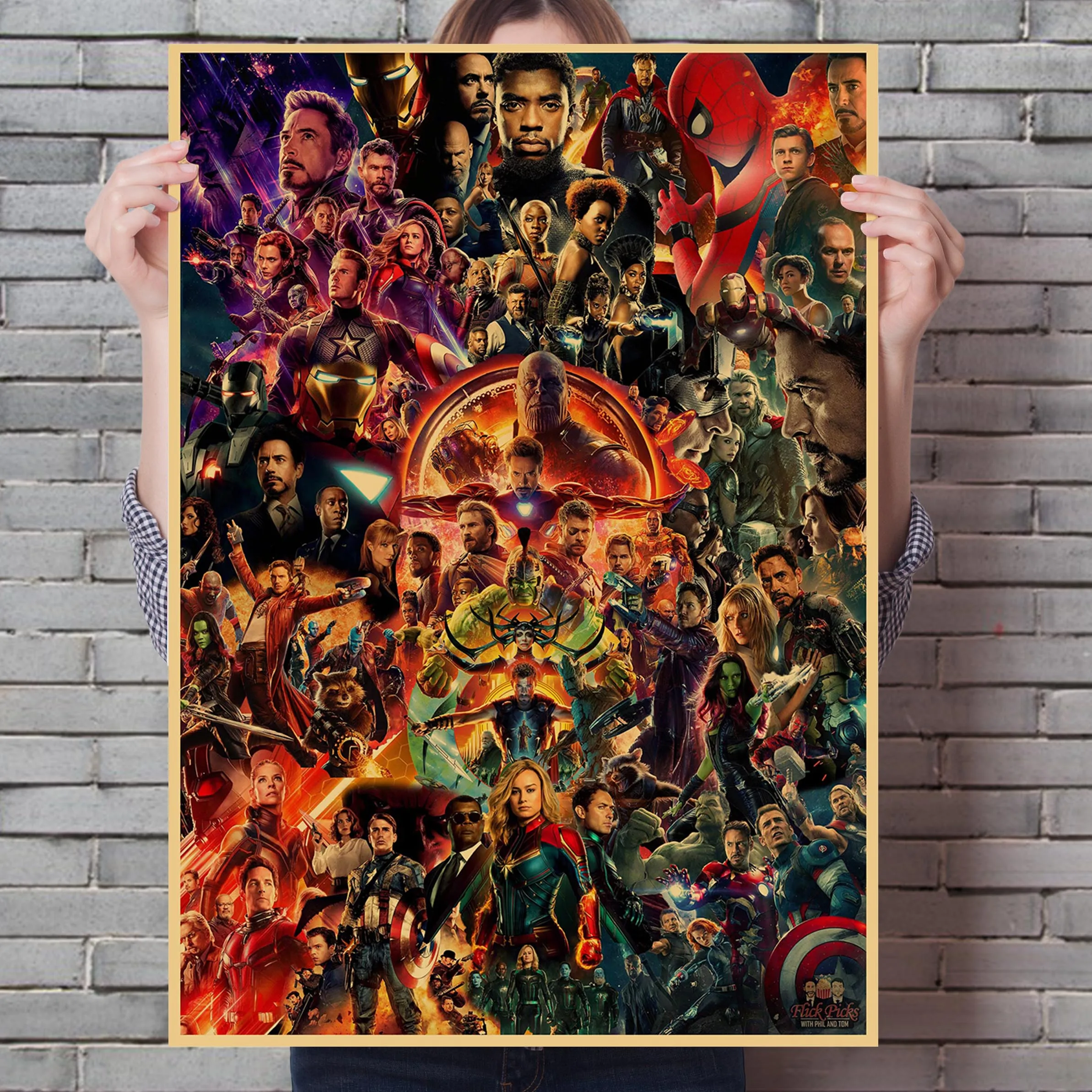 Серия супергероев Marvel фильмы Мстители ретро постер из крафт-бумаги Железный