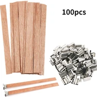 100pcs 138mm natural wood candle wicks with sustainer tab diy candle making supplies soy parffin wax wick melt burner