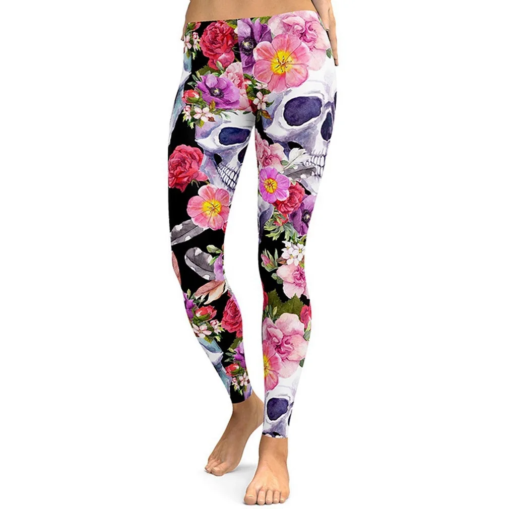 Весна и осень новая звезда Цифровая Печать Цветок Скелет тела кальсоны|Легинсы| |