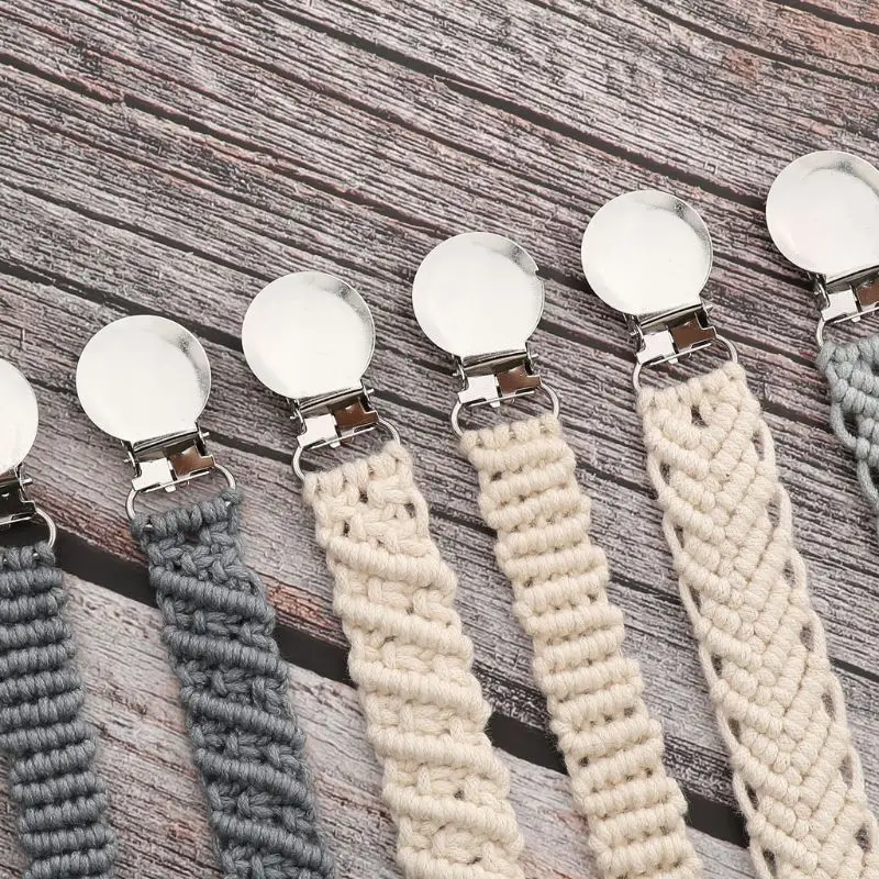 Vintage Braided Cotton Pacifier Chain Dummy Clips Baby Holder Straps for Boys and Girls Modern Unisex Design | Мать и ребенок