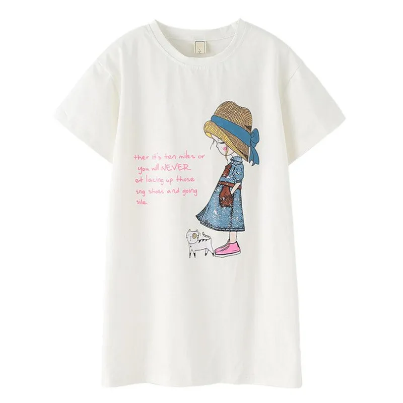 

3-18Y Children's Summer T-shirt Dress for Girls Princess Cartoon Character Print Dresses Cute Kids Clothing