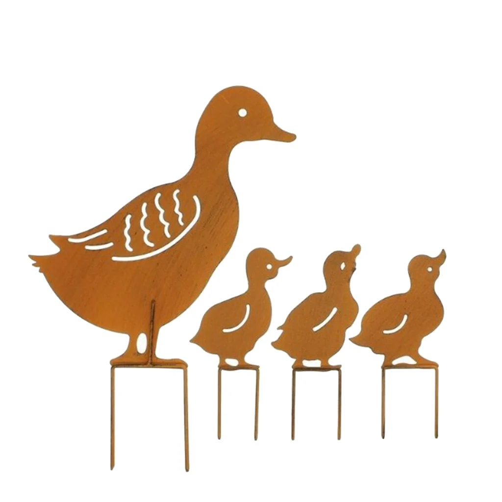 Набор из 4 Ретро украшений в форме утки садовые украшения металлические железные