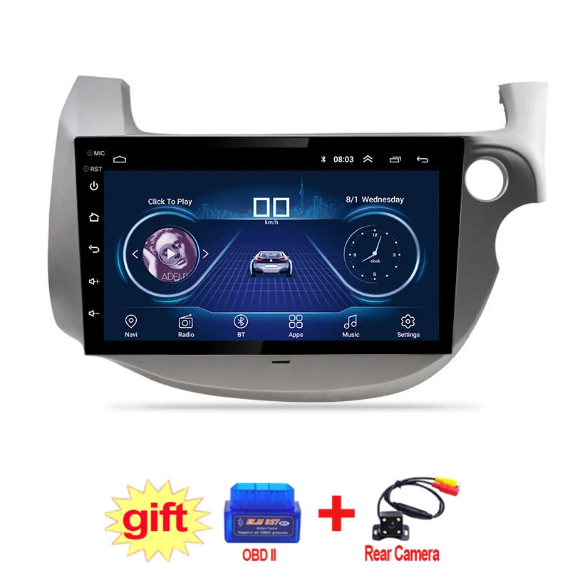 10 1 дюймов IPS и 2.5D сенсорный экран Android 8 автомобильный DVD GPS навигация для Honda Fit 2008