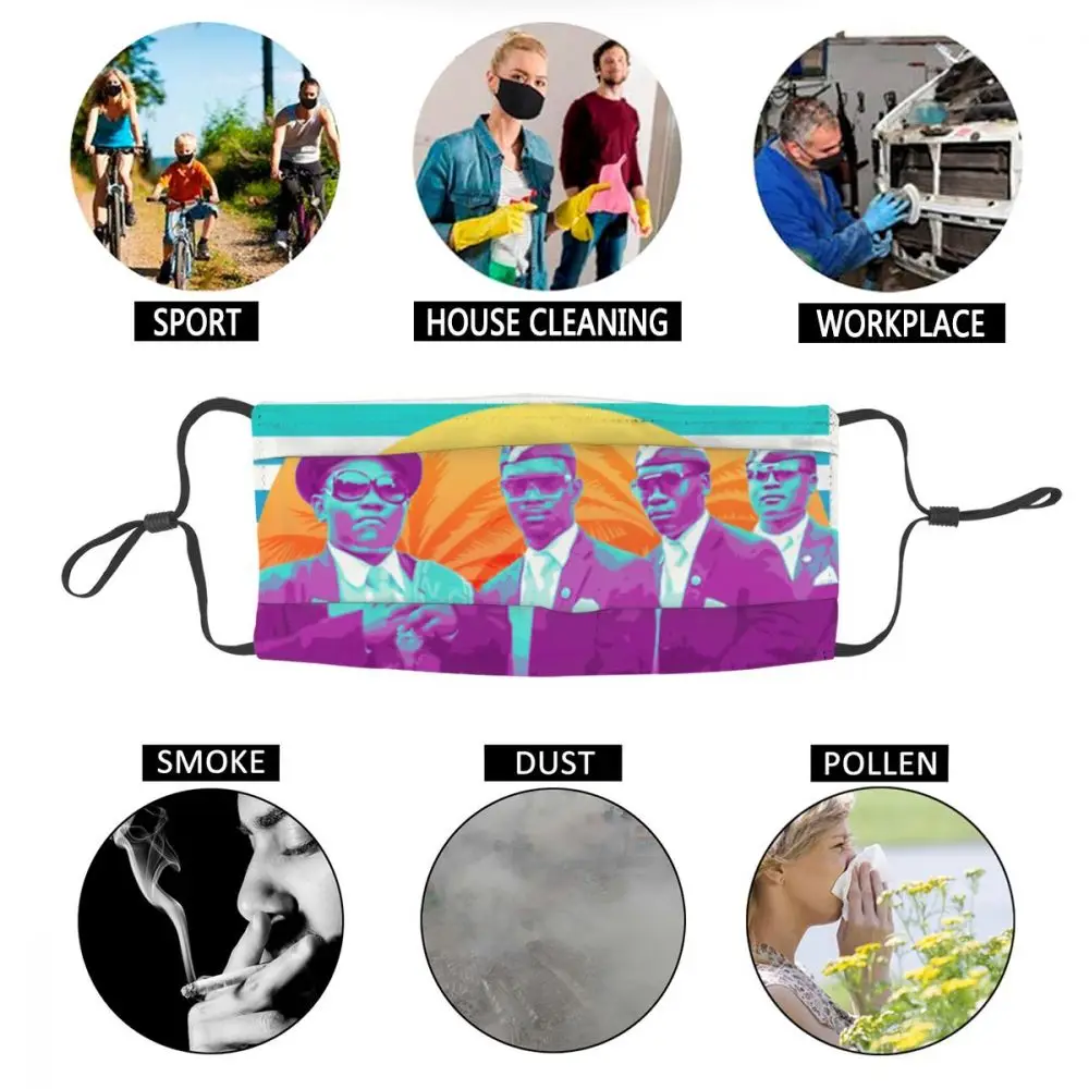 

Washable Coffin Dance Meme Synthwave Face Mask Dancing Pallbearers Anti Dust Protection Cover Respirator Mouth Muffle