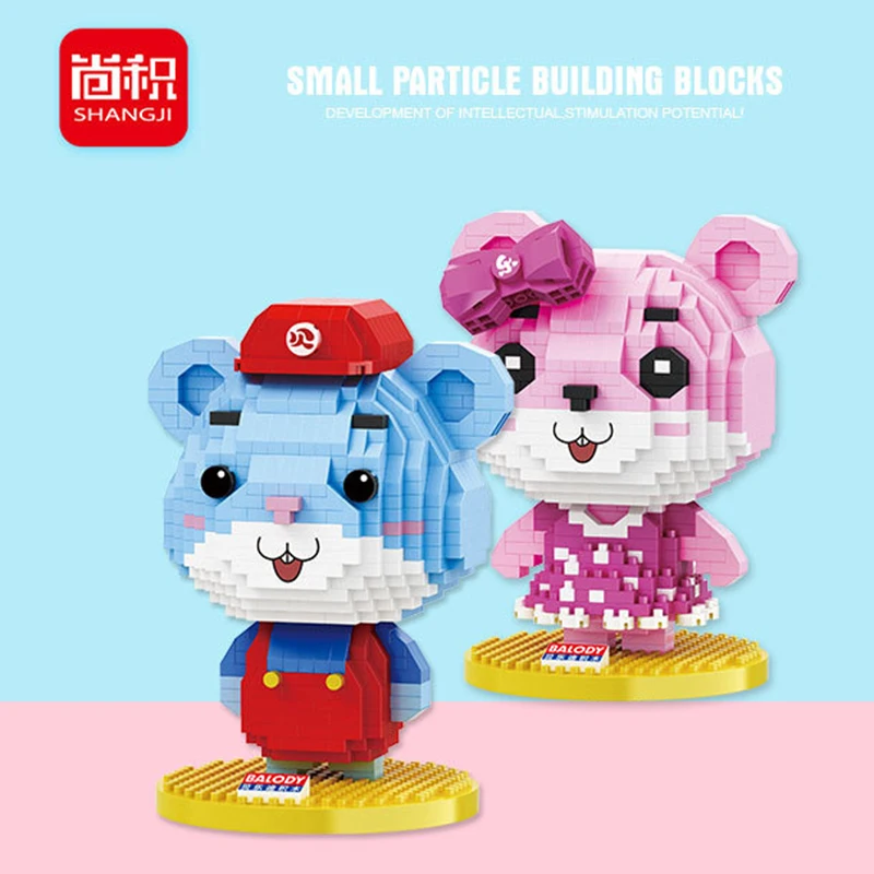 

Миниатюрная мультяшная кукла-мышь, строительный блок, игрушка для девочки, «сделай сам», модель в виде животного, модуль сборки, детский под...