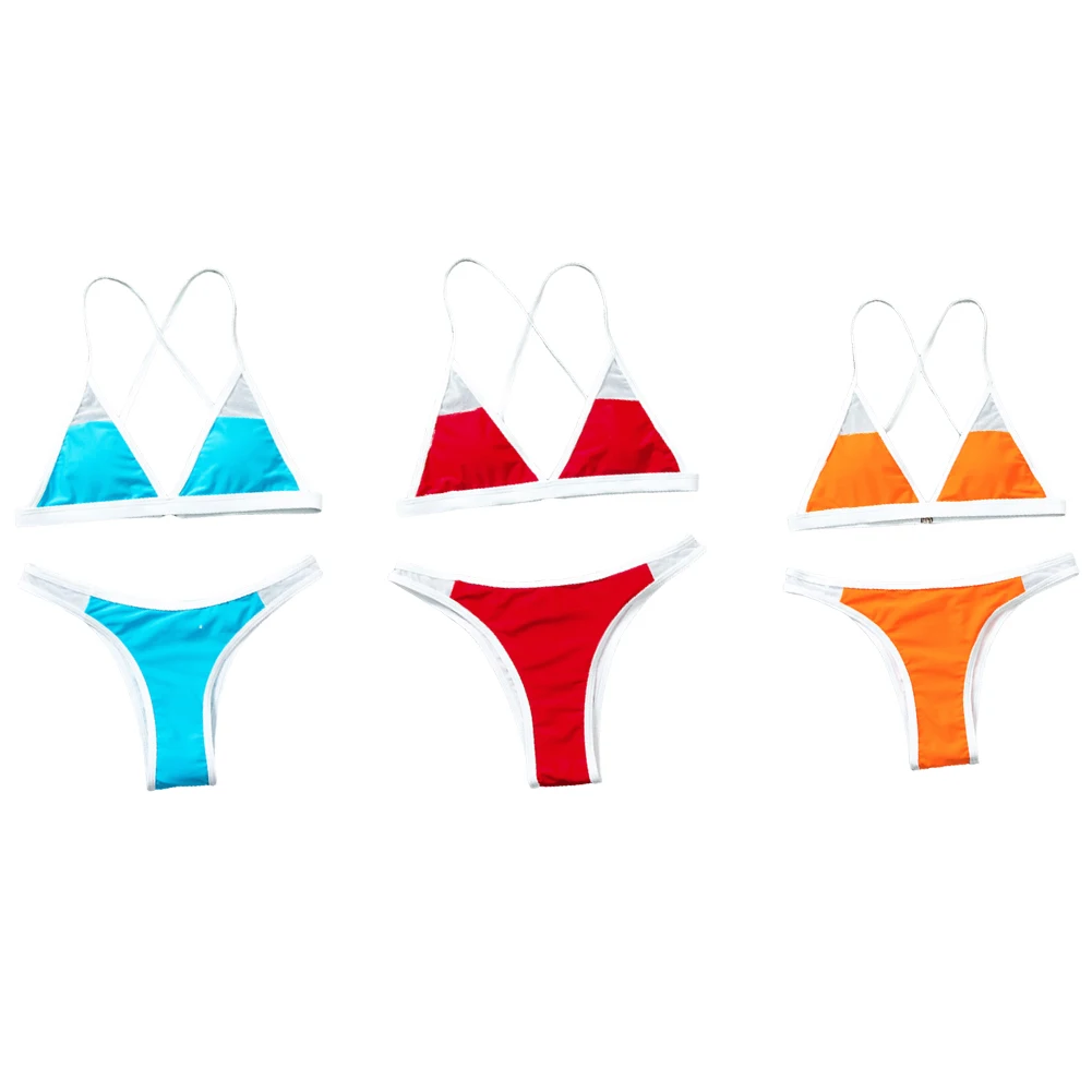 

Комплект бикини женский, с треугольными трусиками и застежкой на спине