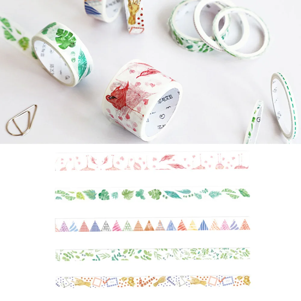 

9pcs/Pack Decorative Washi Masking Tape Set DIY Masking Tapes Collection Sticky Paper Tapes for DIY Crafts Gift Wrapping (Ins St