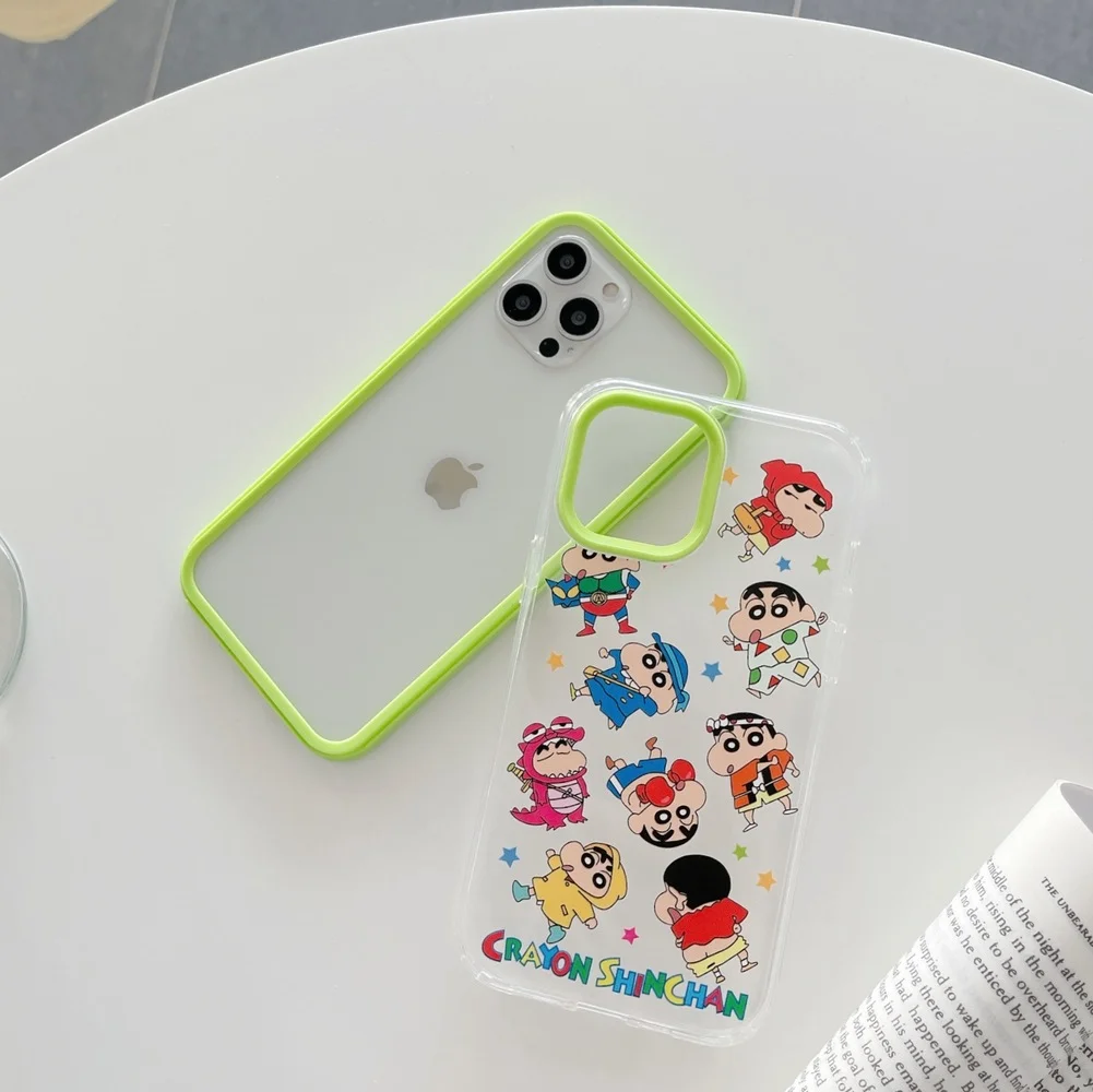 3 в 1 твердый прозрачный чехол для телефона Crayon Shin-chan iPhone 13 pro 11 12 Pro Max 7 8 Plus XR XS MAX