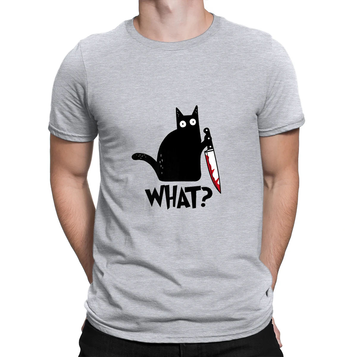 Cat What t shirt killous Cat с ножом Забавный подарок на Хэллоуин футболка унисекс хлопковая футболка s для мужчин и женщин