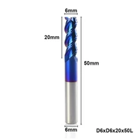 1pc 6mm tungsten carbide end mill nano blue aluminum coating spiral cut end mill 3 flute cnc router bit