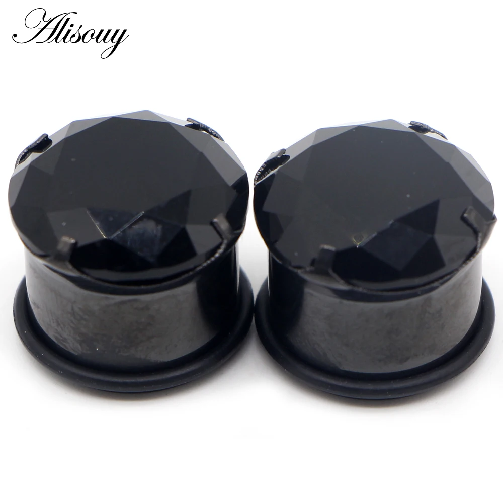 Alisouy 2 шт. панк нержавеющая сталь Кристалл Циркон Затычки Для ушных туннелей винт