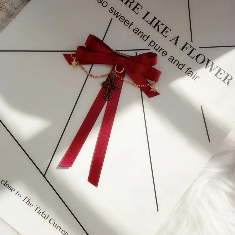 

Handmade bow Lolita jewelry hair accessories hairpin side clip cross sweet cute lolita hairpin headwear